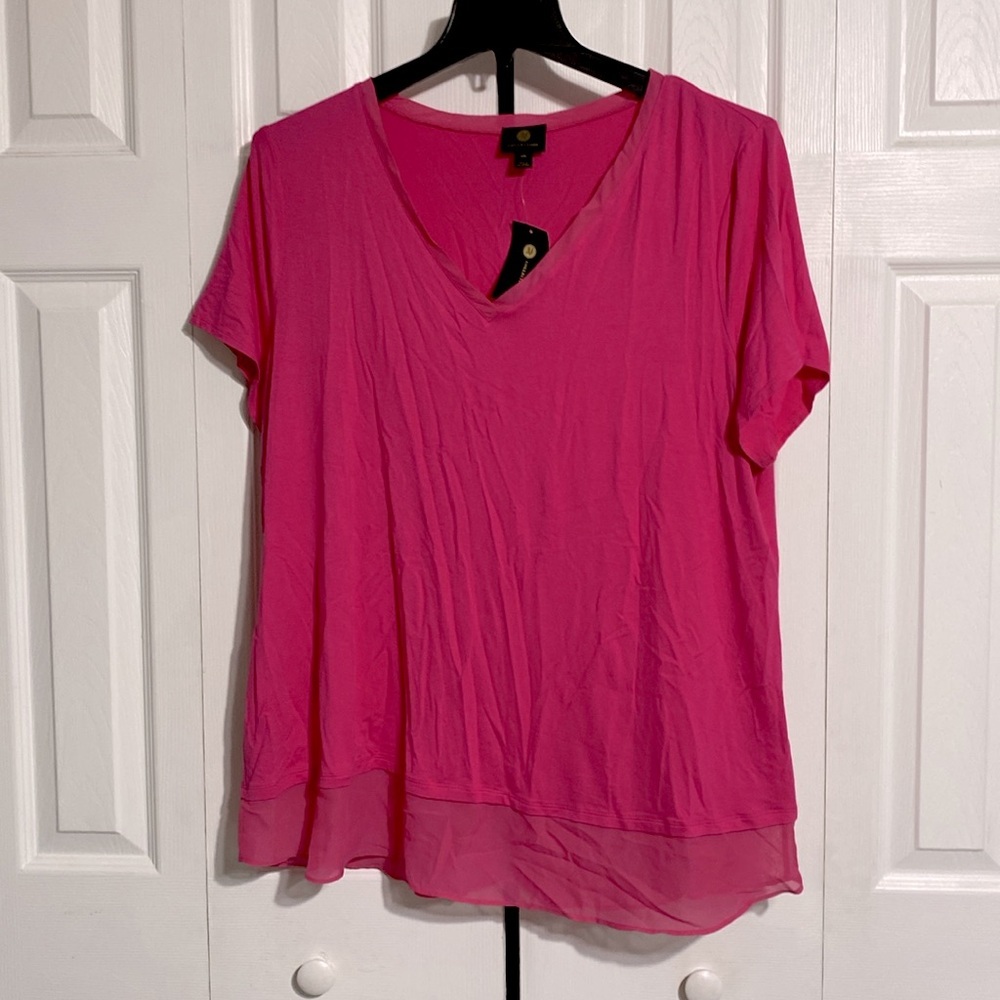 JM Collection pink tunic lightweight tee shirt top blouse size XXL